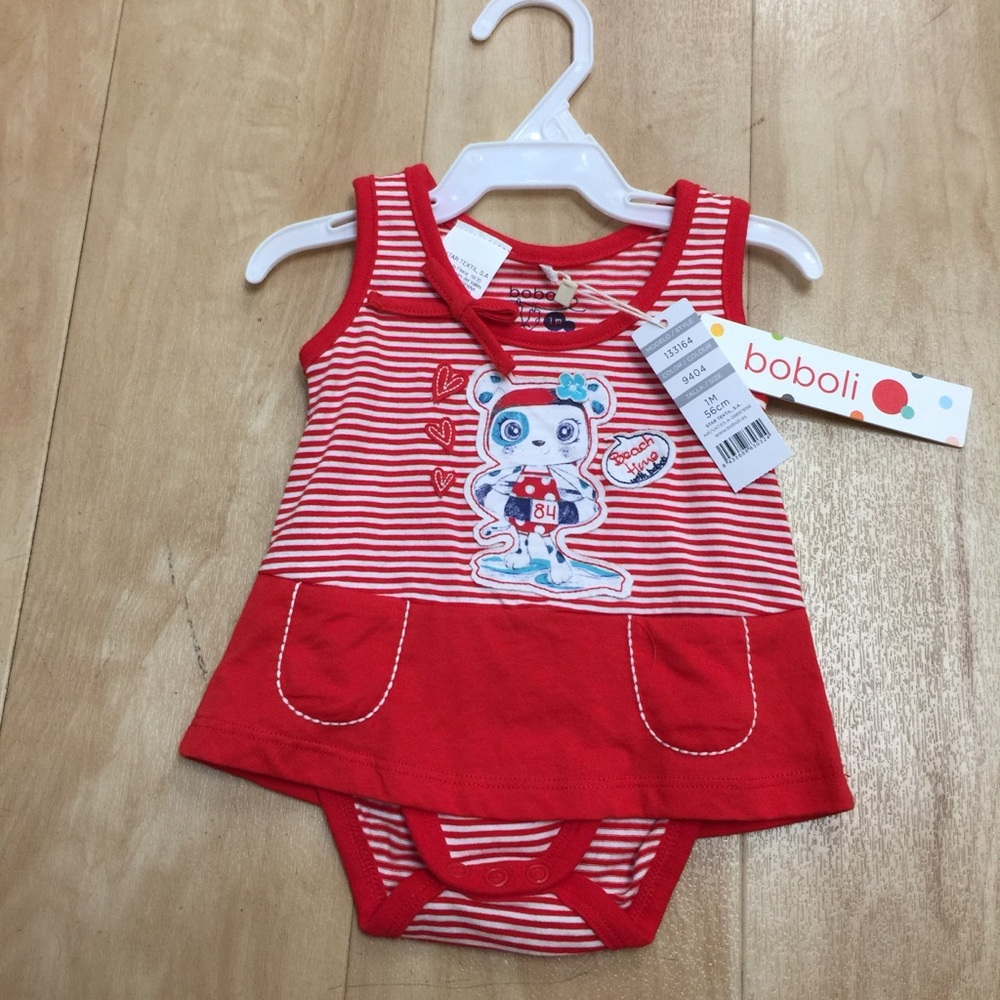 Boboli Baby Girl Red Playsuit NWT S 1m, 3m, 2Y